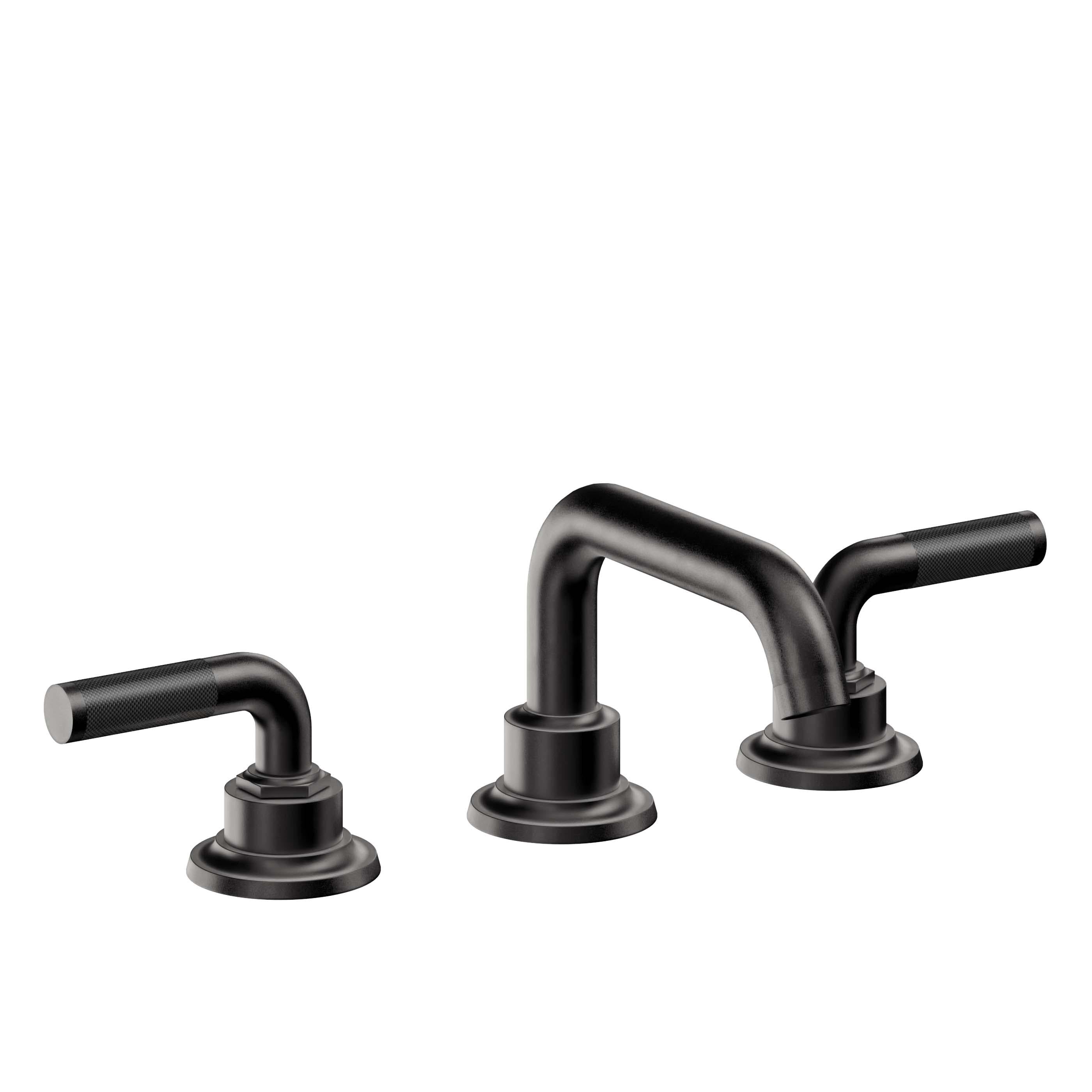 California Faucets Descanso 8" Llave de Lavabo de 3 Orificios para Cubierta, con Dos Manerales - Manija de Fibra de Carbono - Negro Mate