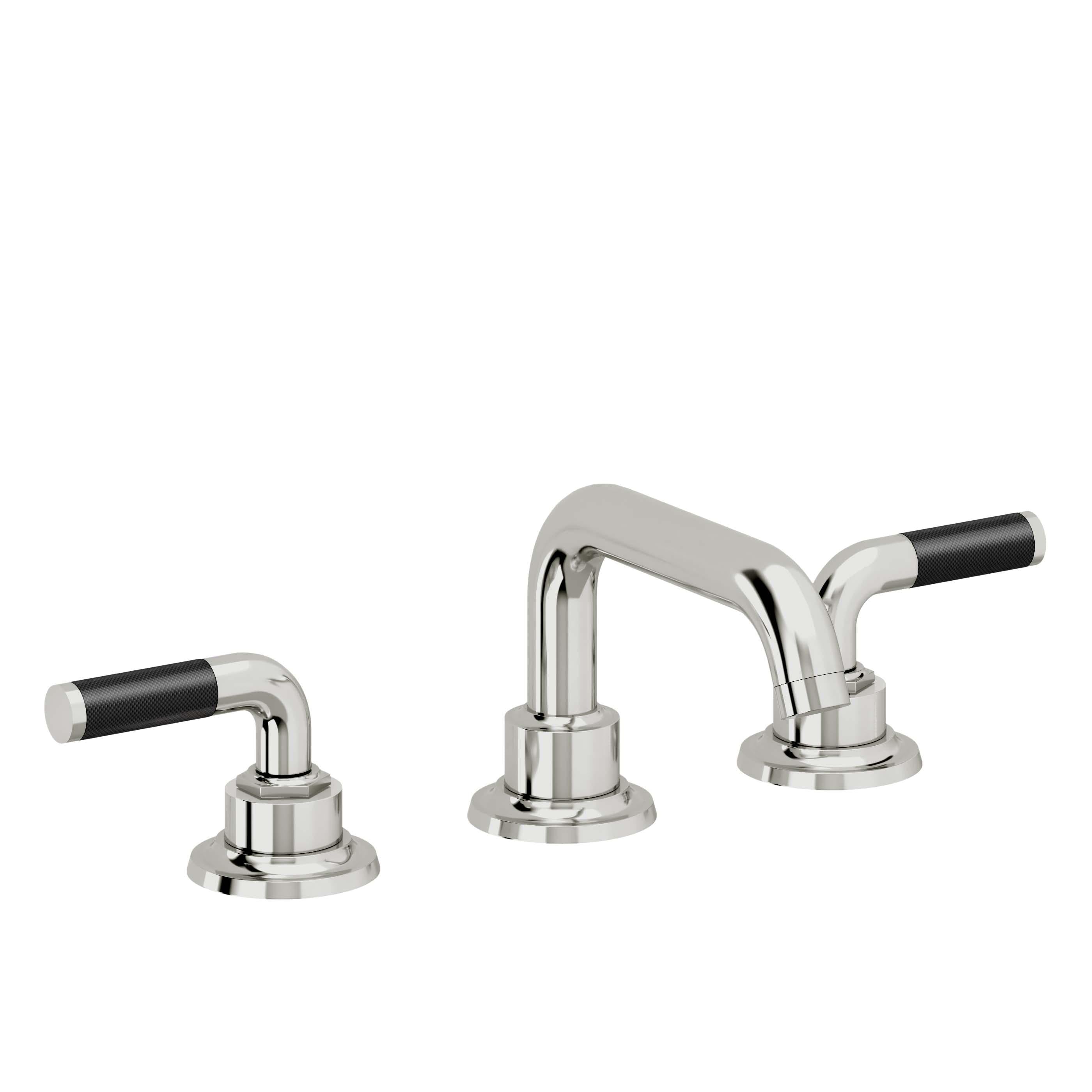 California Faucets Descanso 8" Llave de Lavabo de 3 Orificios para Cubierta, con Dos Manerales - Manija de Fibra de Carbono - Cromo Pulido
