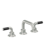 California Faucets Descanso 8" Llave de Lavabo de 3 Orificios para Cubierta, con Dos Manerales - Manija de Fibra de Carbono - Cromo Satinado