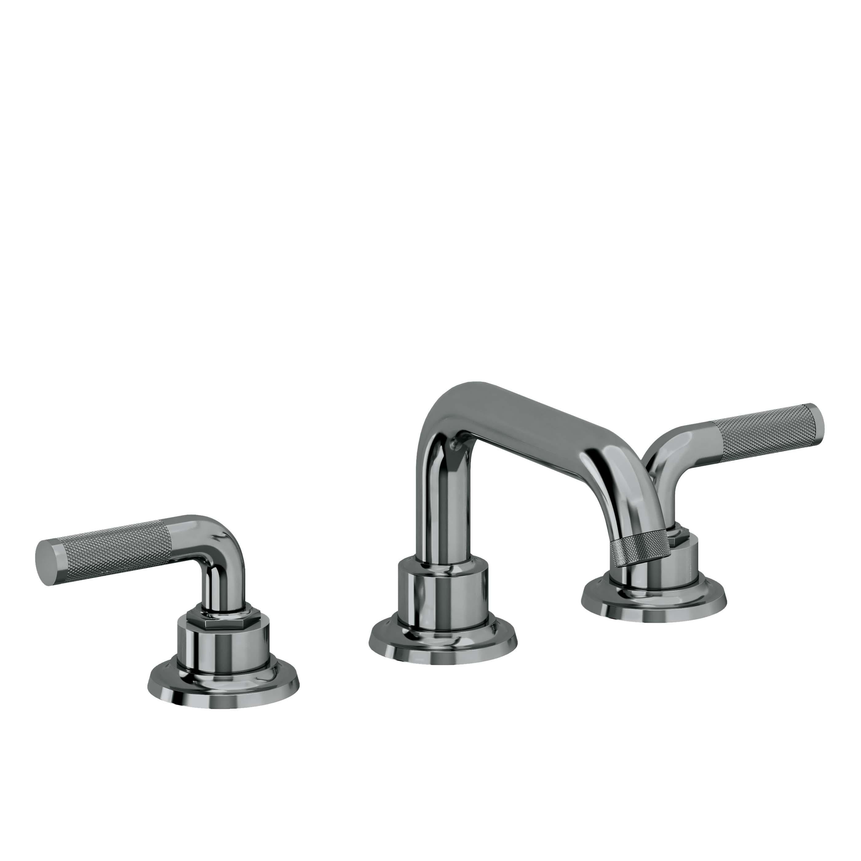 California Faucets Descanso 8" Llave de Lavabo de 3 Orificios para Cubierta, con Dos Manerales - Manija Moleteada - Níquel Negro