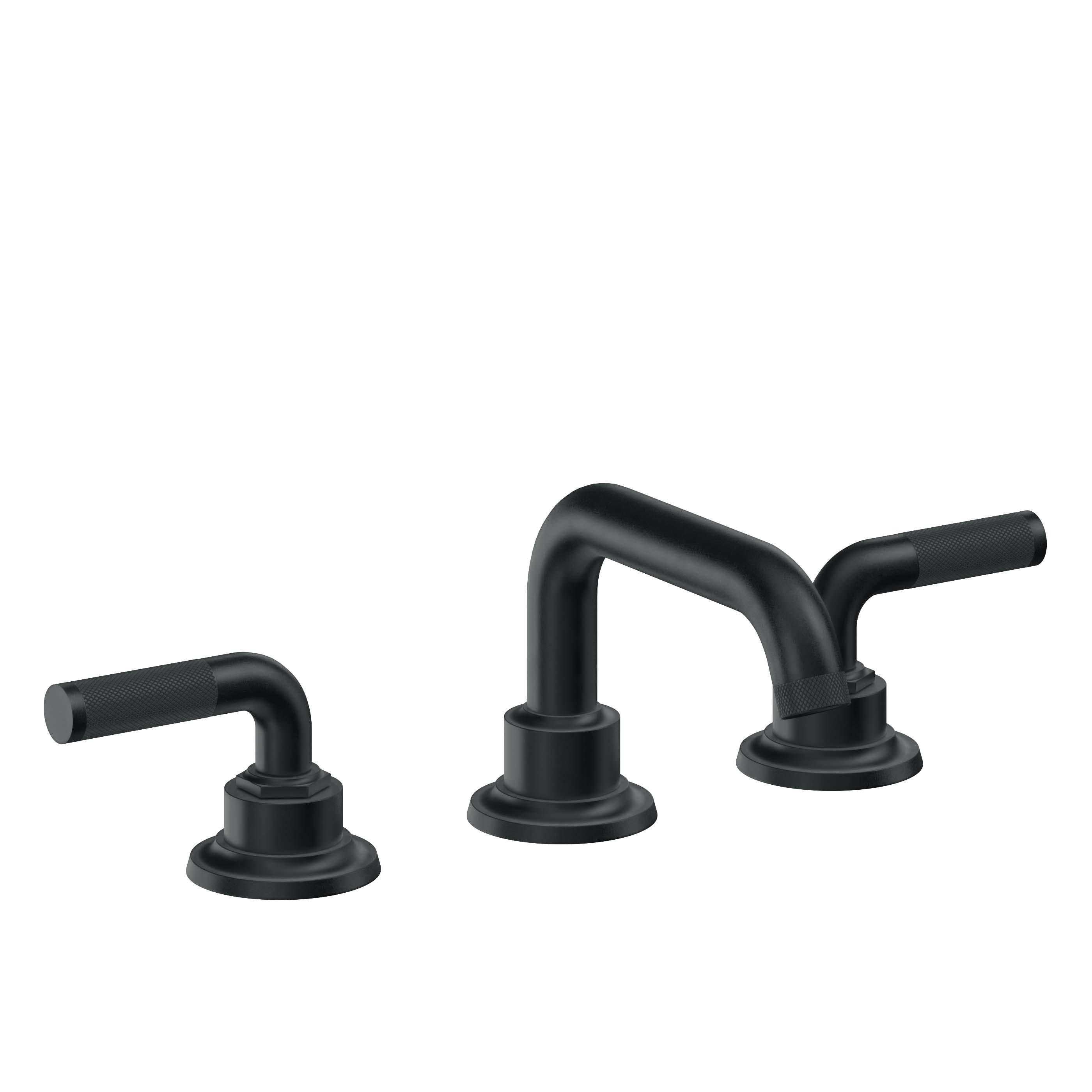 California Faucets Descanso 8" Llave de Lavabo de 3 Orificios para Cubierta, con Dos Manerales - Manija Moleteada - Carbón