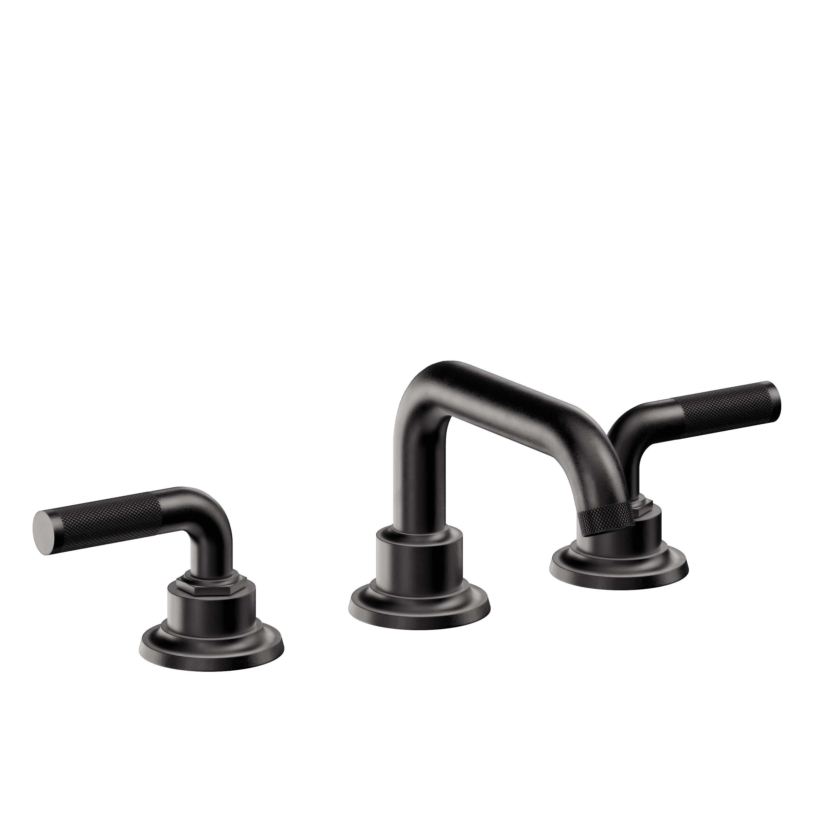 California Faucets Descanso 8" Llave de Lavabo de 3 Orificios para Cubierta, con Dos Manerales - Manija Moleteada - Negro Mate