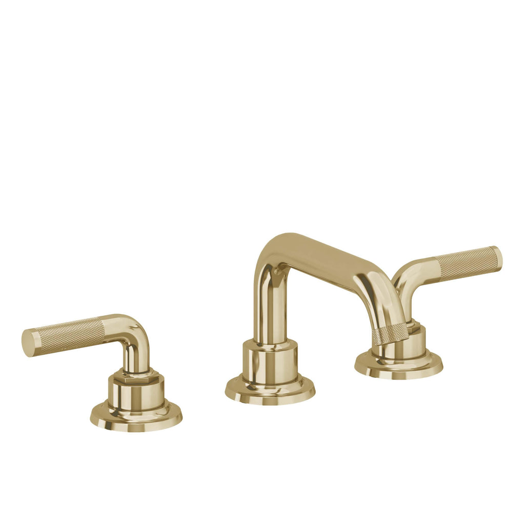California Faucets Descanso 8" Llave de Lavabo de 3 Orificios para Cubierta, con Dos Manerales - Manija Moleteada - Latón Pulido
