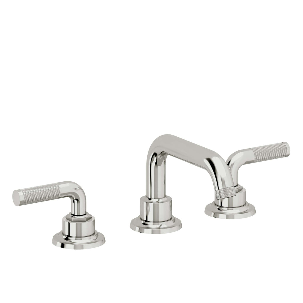 California Faucets Descanso 8" Llave de Lavabo de 3 Orificios para Cubierta, con Dos Manerales - Manija Moleteada - Cromo Pulido