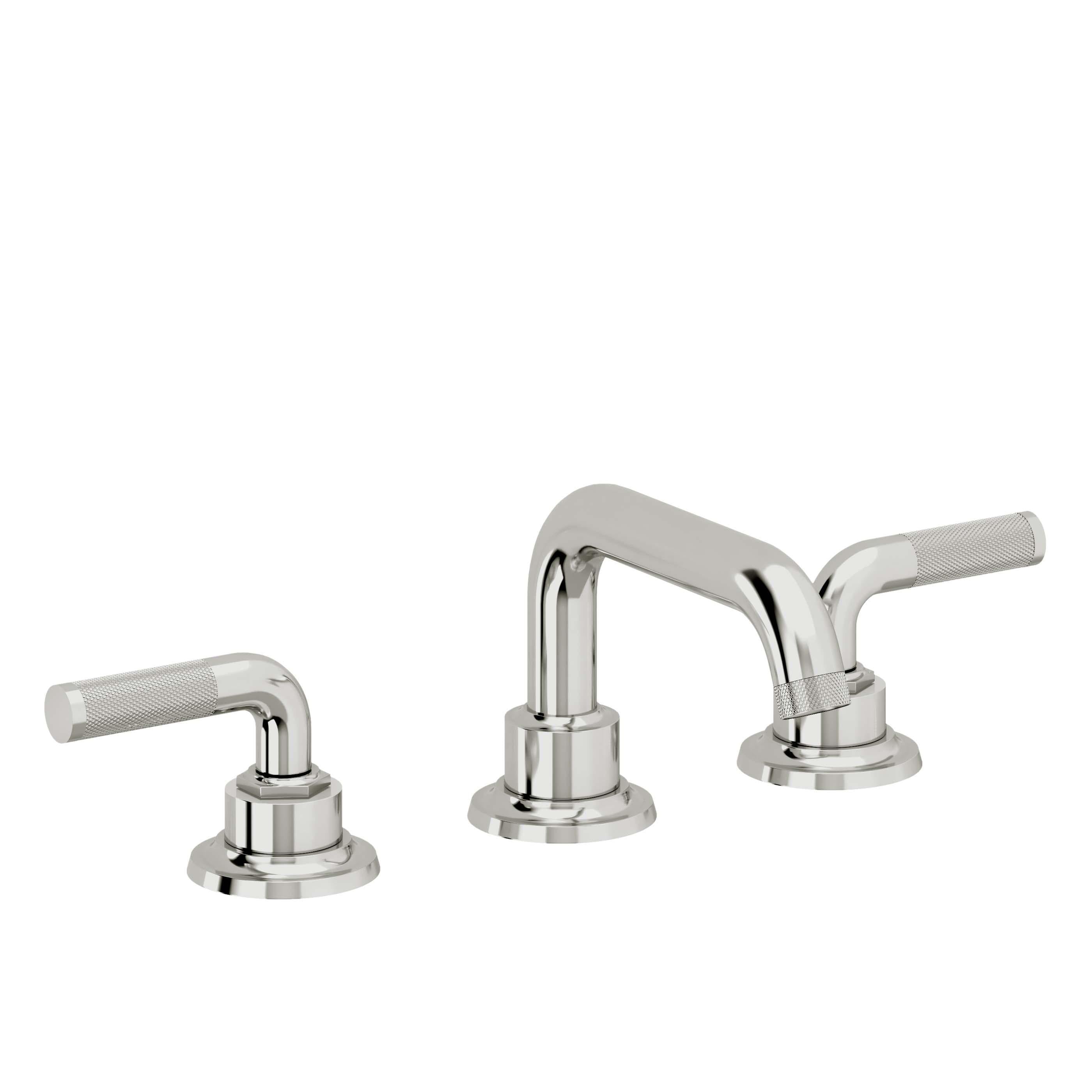 California Faucets Descanso 8" Llave de Lavabo de 3 Orificios para Cubierta, con Dos Manerales - Manija Moleteada - Cromo Pulido