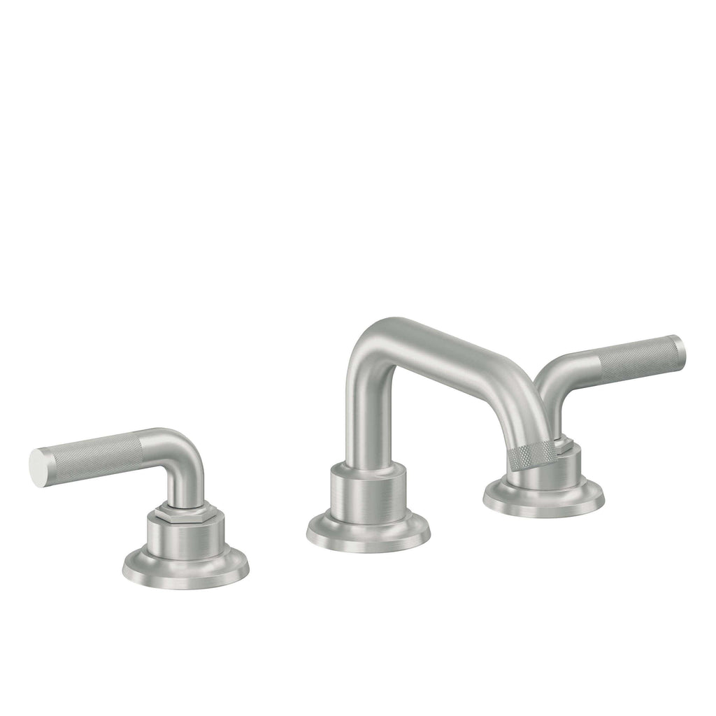 California Faucets Descanso 8" Llave de Lavabo de 3 Orificios para Cubierta, con Dos Manerales - Manija Moleteada - Cromo Satinado