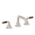California Faucets Descanso 8" Llave de Lavabo de 3 Orificios para Cubierta, con Dos Manerales - Manija de Teca - Níquel Satinado