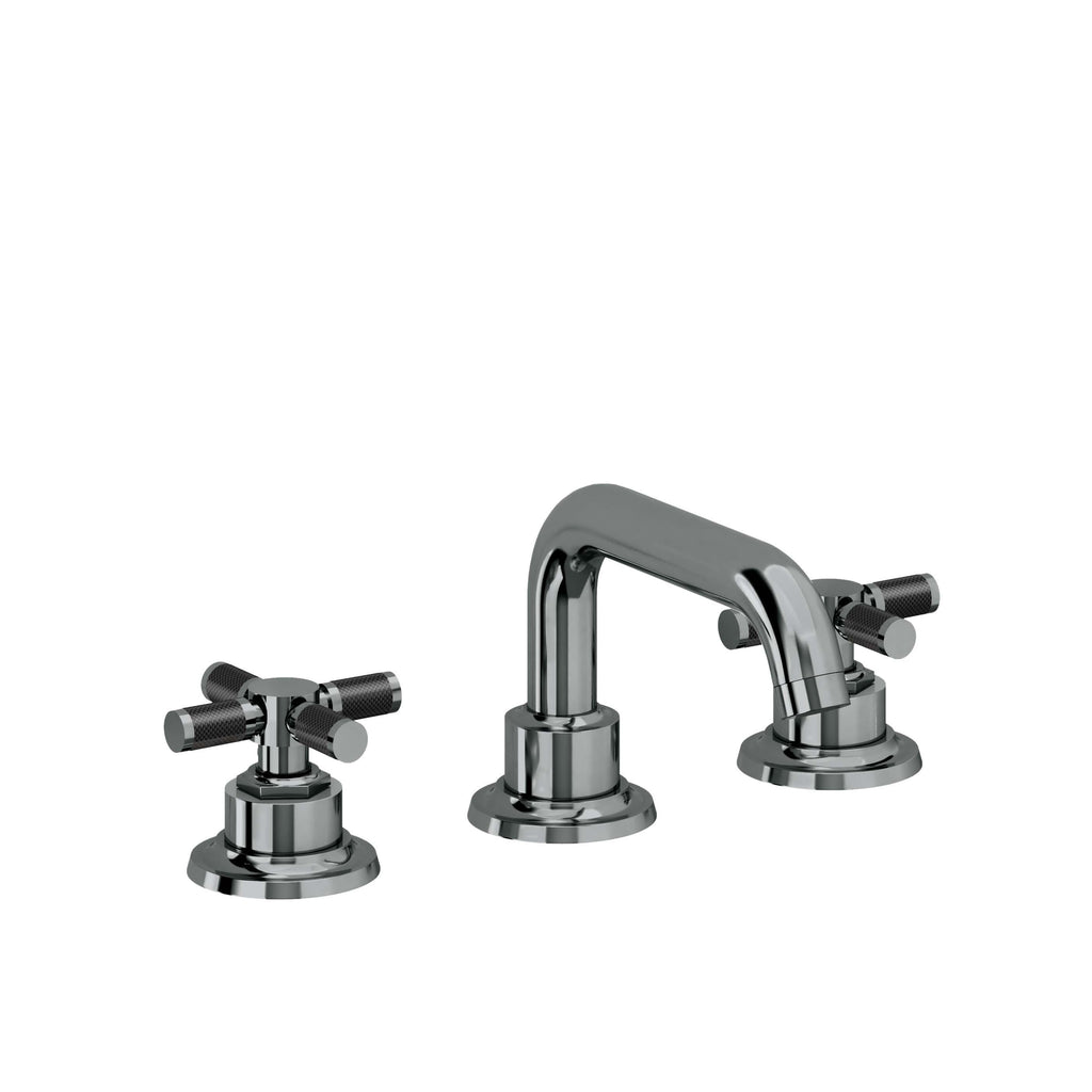California Faucets Descanso 8" Llave de Lavabo de 3 Orificios para Cubierta, con Dos Manerales - Manija de Fibra de Carbono - Níquel Negro