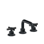 California Faucets Descanso 8" Llave de Lavabo de 3 Orificios para Cubierta, con Dos Manerales - Manija de Fibra de Carbono - Carbón