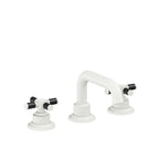California Faucets Descanso 8" Llave de Lavabo de 3 Orificios para Cubierta, con Dos Manerales - Manija de Fibra de Carbono - Blanco Mate