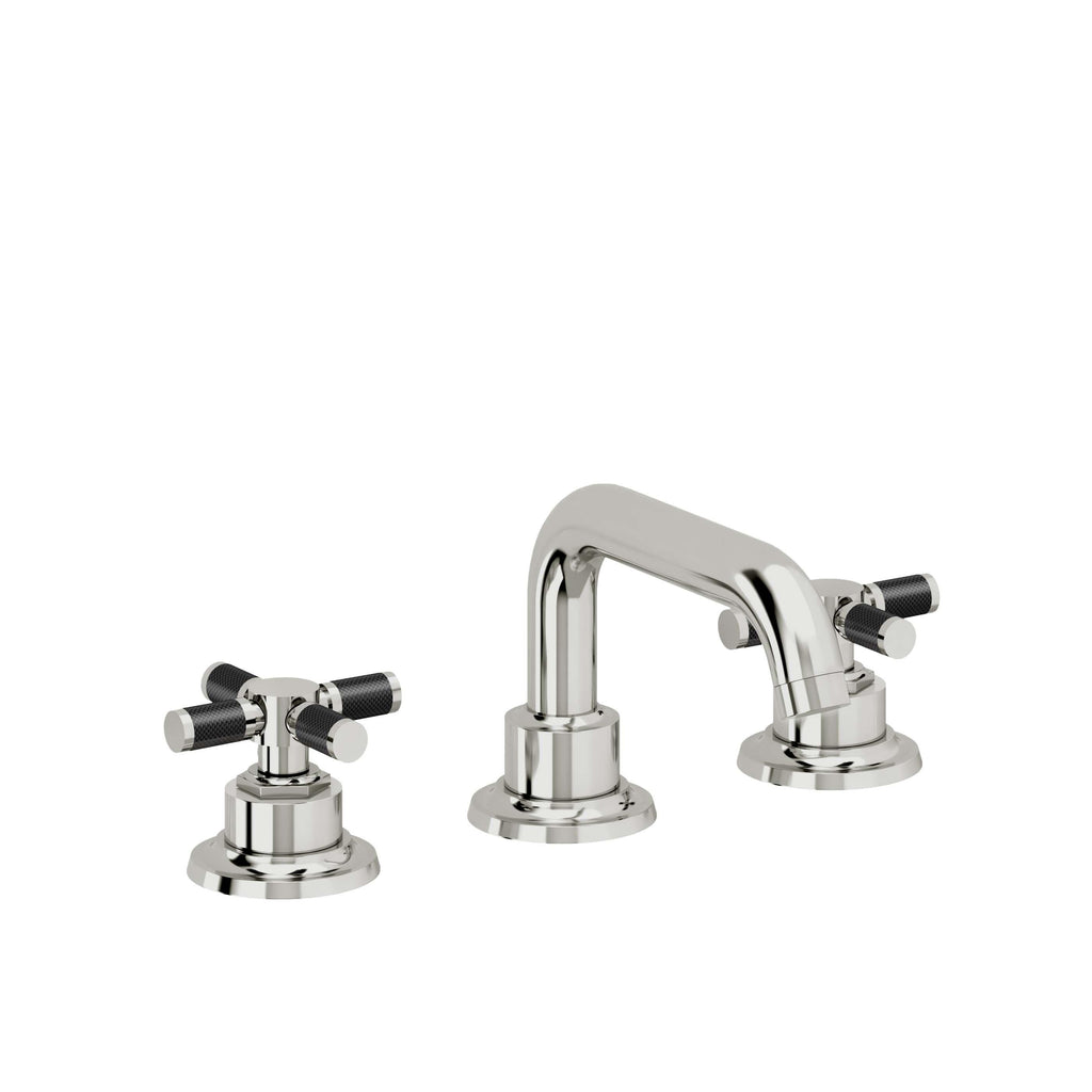 California Faucets Descanso 8" Llave de Lavabo de 3 Orificios para Cubierta, con Dos Manerales - Manija de Fibra de Carbono - Cromo Pulido