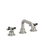 California Faucets Descanso 8" Llave de Lavabo de 3 Orificios para Cubierta, con Dos Manerales - Manija de Fibra de Carbono - Níquel Pulido