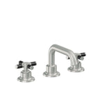 California Faucets Descanso 8" Llave de Lavabo de 3 Orificios para Cubierta, con Dos Manerales - Manija de Fibra de Carbono - Cromo Satinado