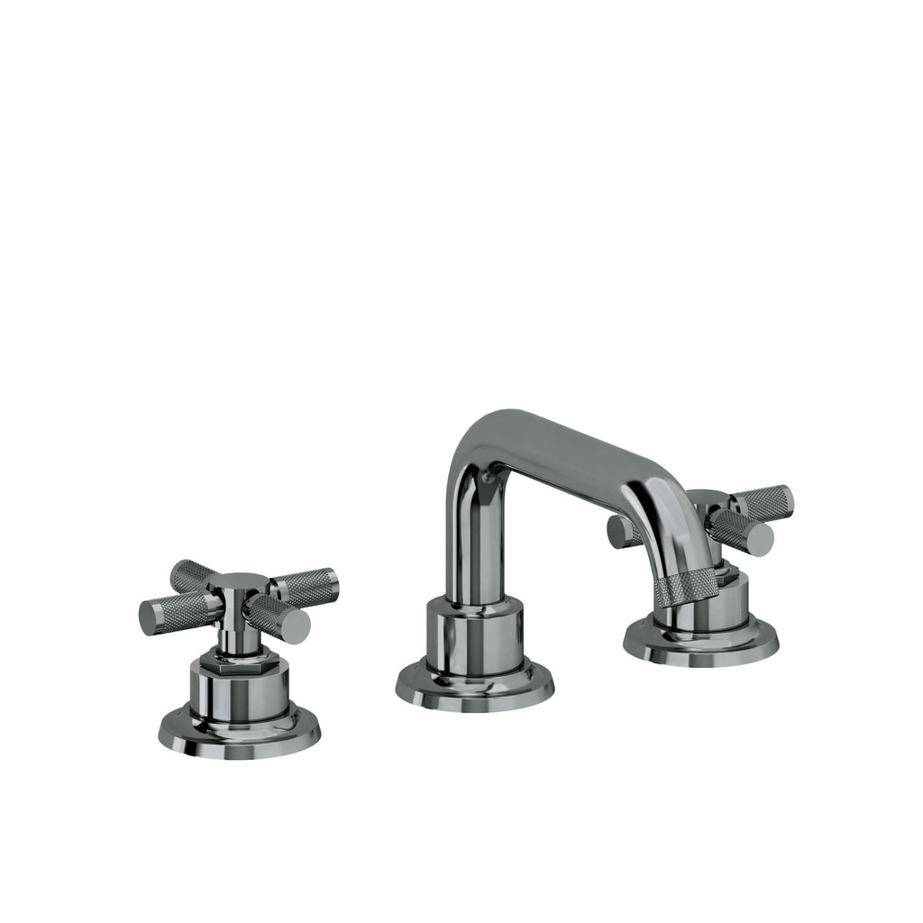 California Faucets Descanso 8" Llave de Lavabo de 3 Orificios para Cubierta, con Dos Manerales - Manija Moleteada - Níquel Negro