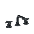 California Faucets Descanso 8" Llave de Lavabo de 3 Orificios para Cubierta, con Dos Manerales - Manija Moleteada - Carbón
