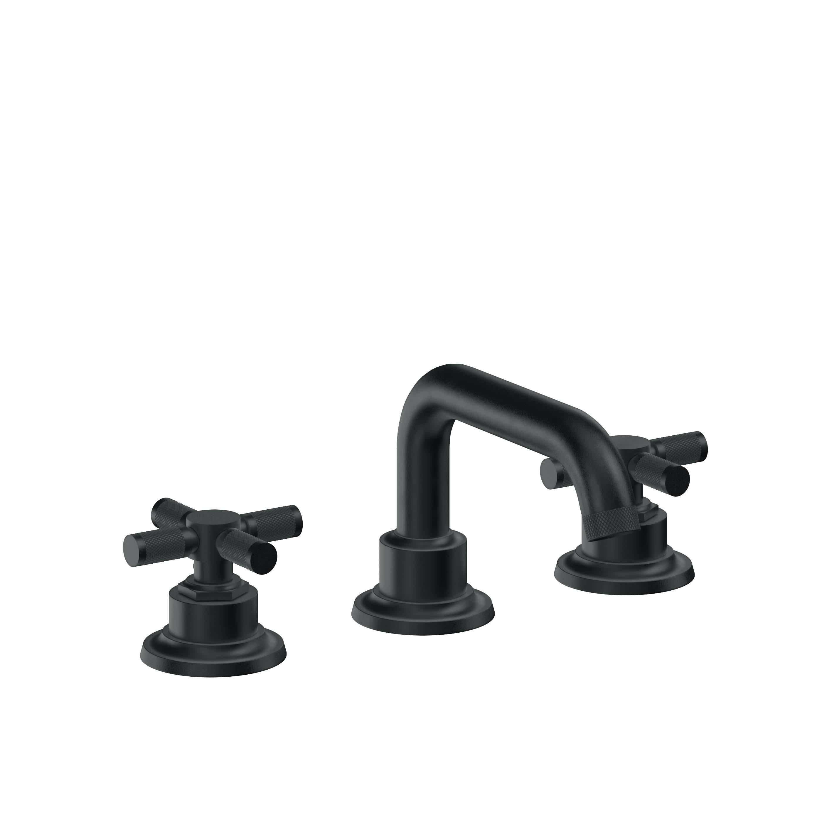 California Faucets Descanso 8" Llave de Lavabo de 3 Orificios para Cubierta, con Dos Manerales - Manija Moleteada - Carbón