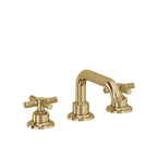 California Faucets Descanso 8" Llave de Lavabo de 3 Orificios para Cubierta, con Dos Manerales - Manija Moleteada - Oro Francés