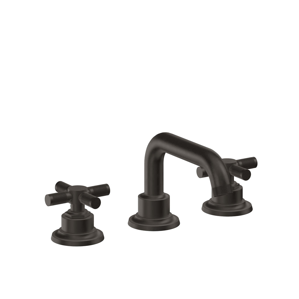 California Faucets Descanso 8" Llave de Lavabo de 3 Orificios para Cubierta, con Dos Manerales - Manija Moleteada - Bronce Oscuro