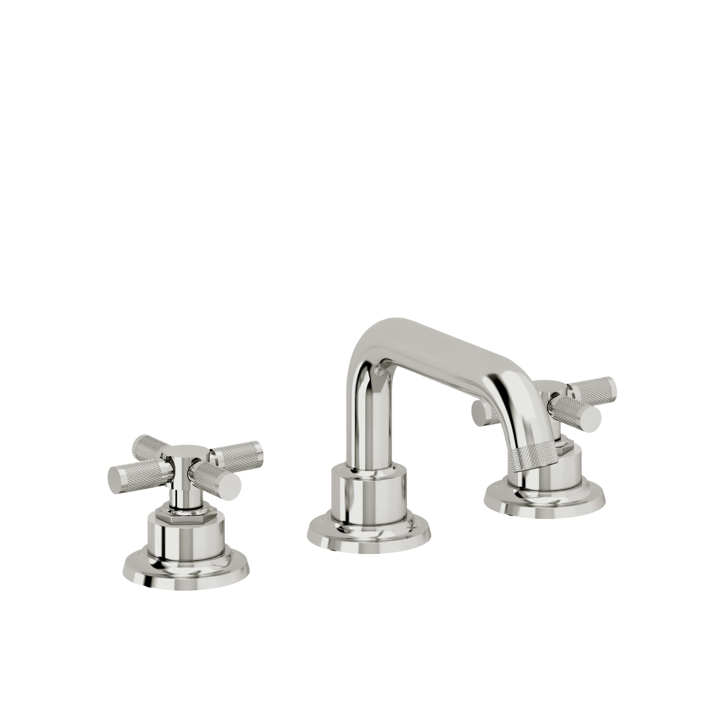 California Faucets Descanso 8" Llave de Lavabo de 3 Orificios para Cubierta, con Dos Manerales - Manija Moleteada - Cromo Pulido