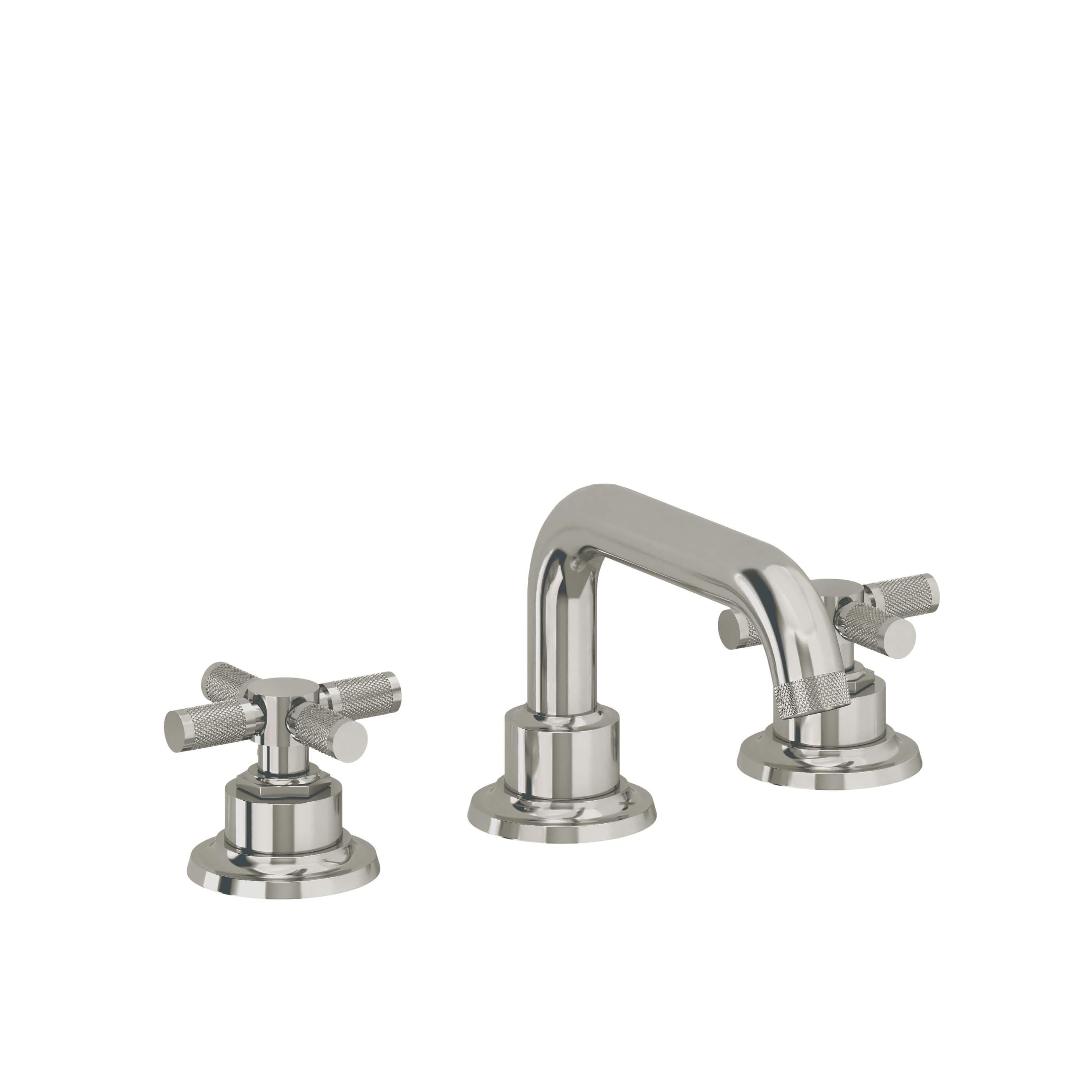 California Faucets Descanso 8" Llave de Lavabo de 3 Orificios para Cubierta, con Dos Manerales - Manija Moleteada - Níquel Pulido