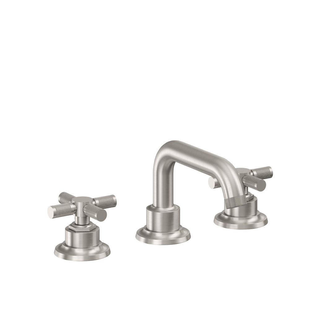 California Faucets Descanso 8" Llave de Lavabo de 3 Orificios para Cubierta, con Dos Manerales - Manija Moleteada - Acero Inoxidable Ultra
