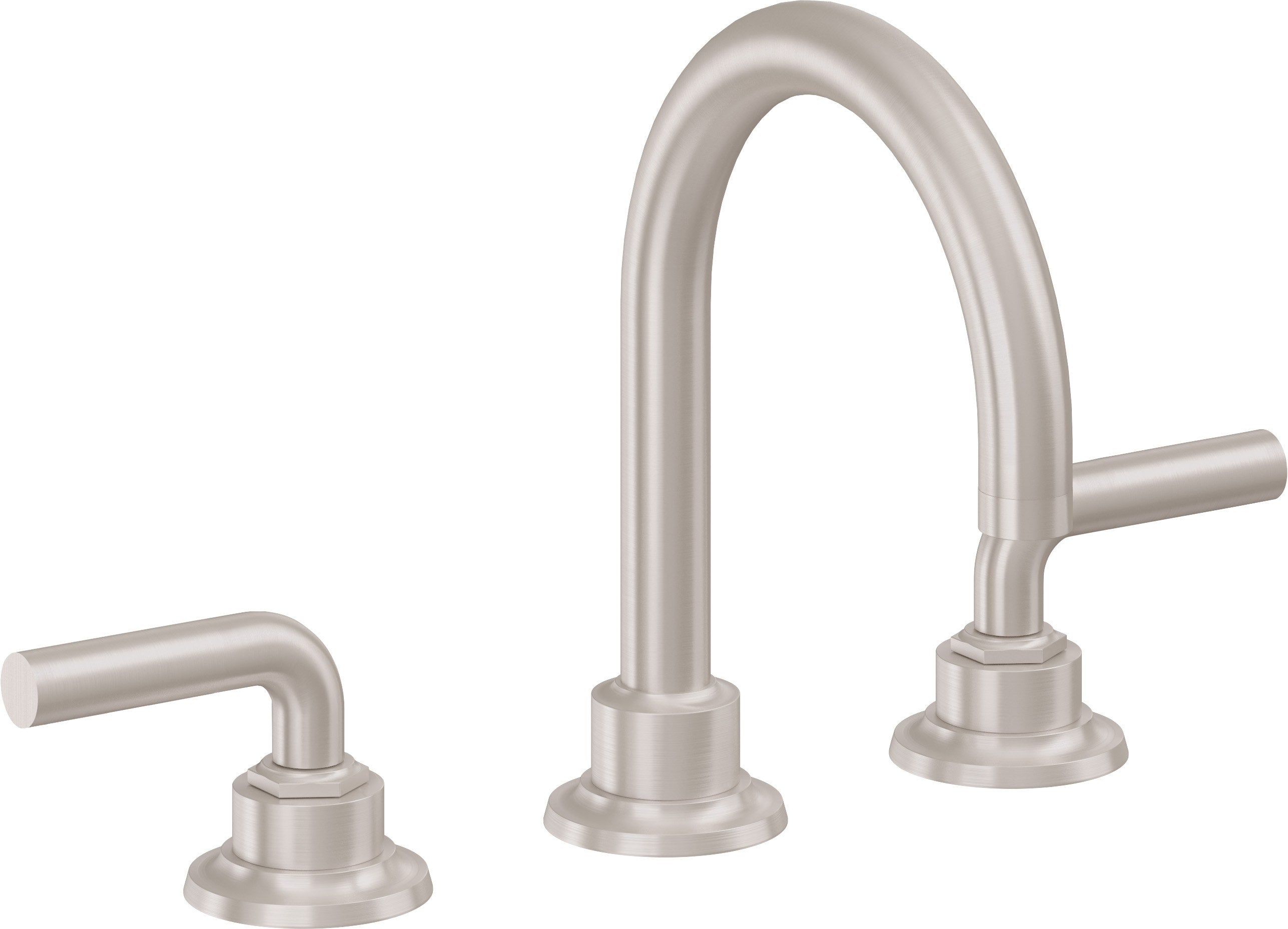 California Faucets Descanso 8" Llave de Lavabo de 3 Orificios para Cubierta, con Dos Manerales - Manija Lisa - Níquel Satinado