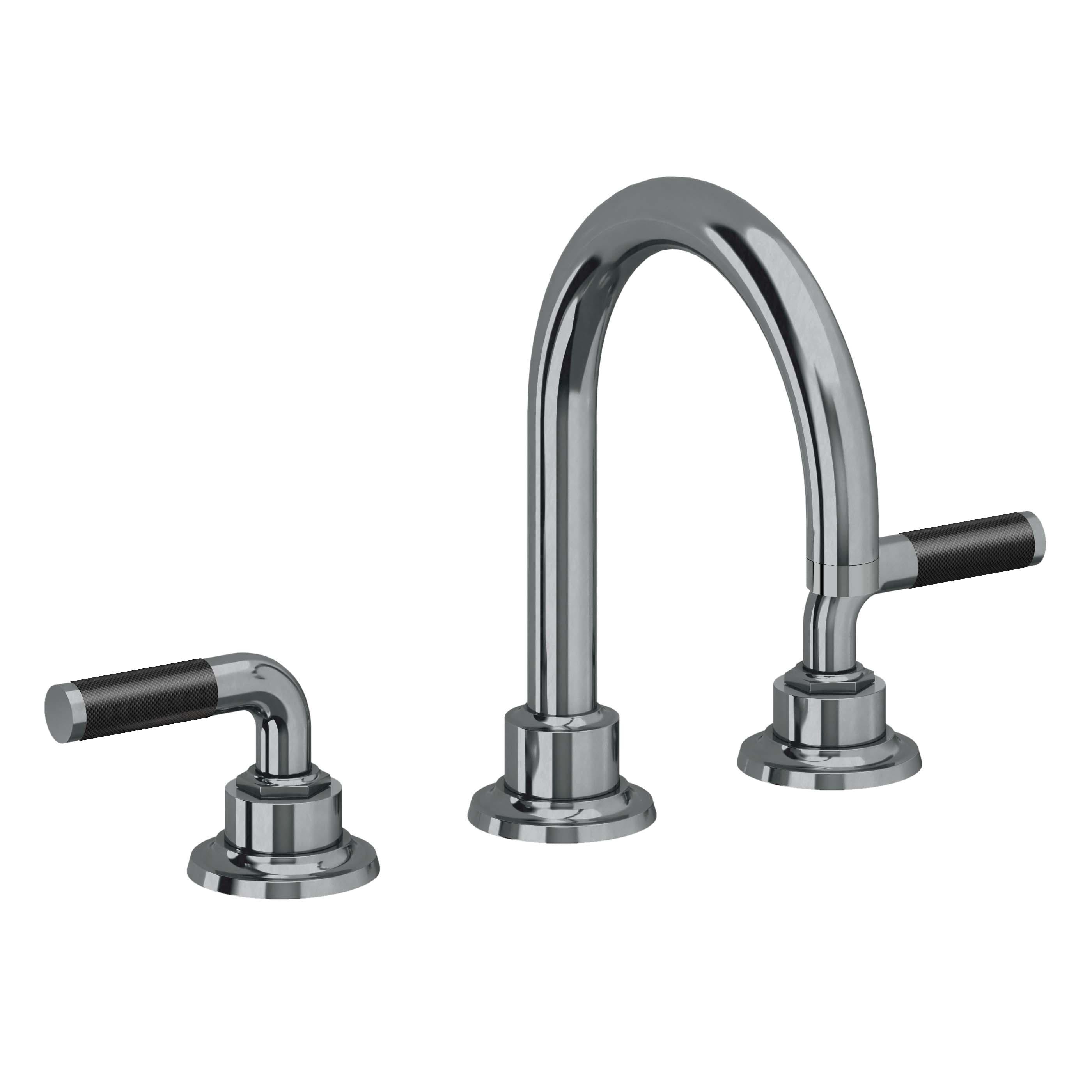California Faucets Descanso 8" Llave de Lavabo de 3 Orificios para Cubierta, con Dos Manerales - Manija de Fibra de Carbono - Níquel Negro