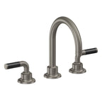 California Faucets Descanso 8" Llave de Lavabo de 3 Orificios para Cubierta, con Dos Manerales - Manija de Fibra de Carbono - Grafito