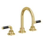 California Faucets Descanso 8" Llave de Lavabo de 3 Orificios para Cubierta, con Dos Manerales - Manija de Fibra de Carbono - Oro Pulido de por Vida