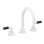 California Faucets Descanso 8" Llave de Lavabo de 3 Orificios para Cubierta, con Dos Manerales - Manija de Fibra de Carbono - Blanco Mate