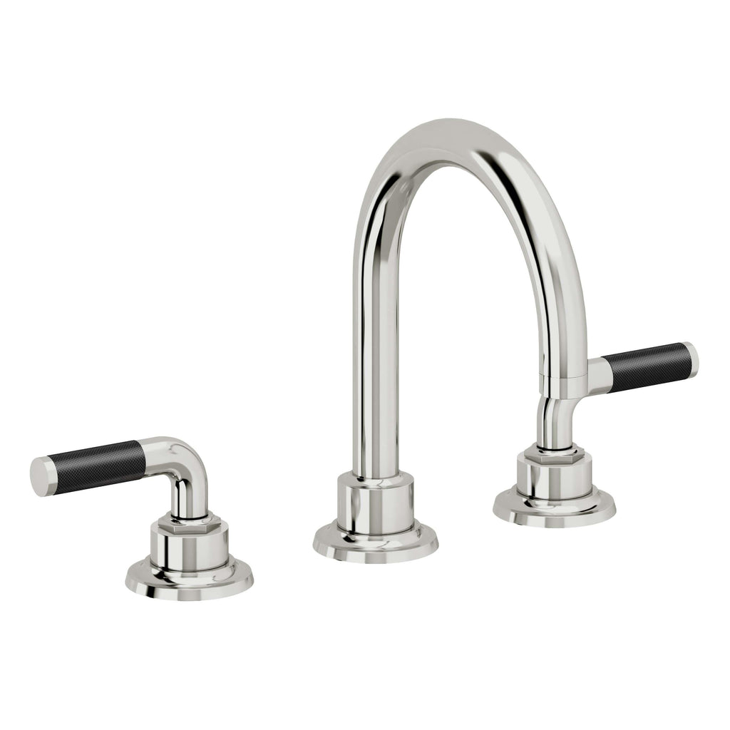 California Faucets Descanso 8" Llave de Lavabo de 3 Orificios para Cubierta, con Dos Manerales - Manija de Fibra de Carbono - Cromo Pulido