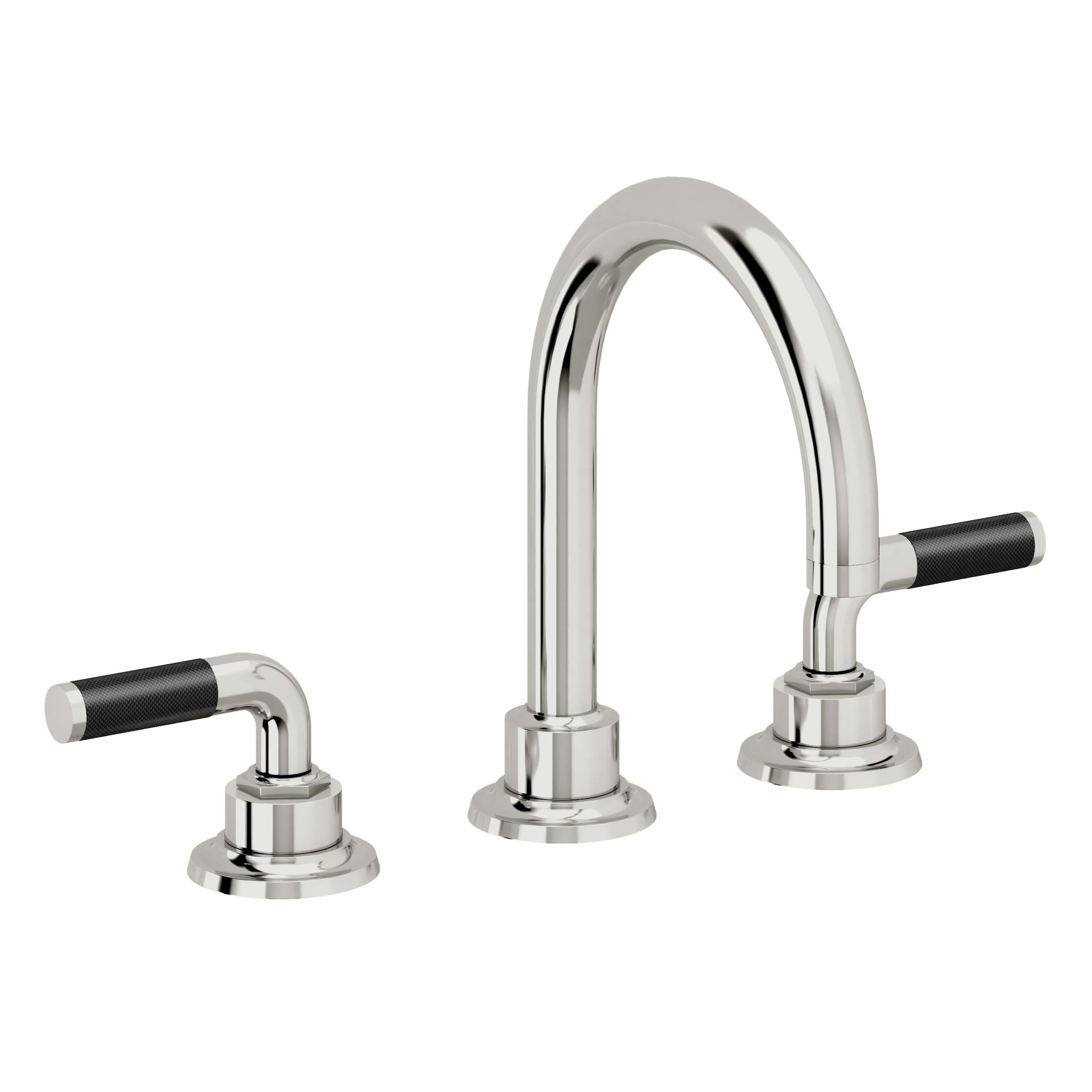 California Faucets Descanso 8" Llave de Lavabo de 3 Orificios para Cubierta, con Dos Manerales - Manija de Fibra de Carbono - Cromo Pulido