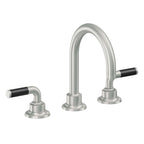 California Faucets Descanso 8" Llave de Lavabo de 3 Orificios para Cubierta, con Dos Manerales - Manija de Fibra de Carbono - Cromo Satinado
