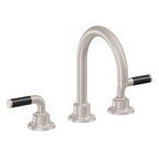 California Faucets Descanso 8" Llave de Lavabo de 3 Orificios para Cubierta, con Dos Manerales - Manija de Fibra de Carbono - Níquel Satinado