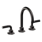 California Faucets Descanso 8" Llave de Lavabo de 3 Orificios para Cubierta, con Dos Manerales- Manija Moleteada - Negro Mate