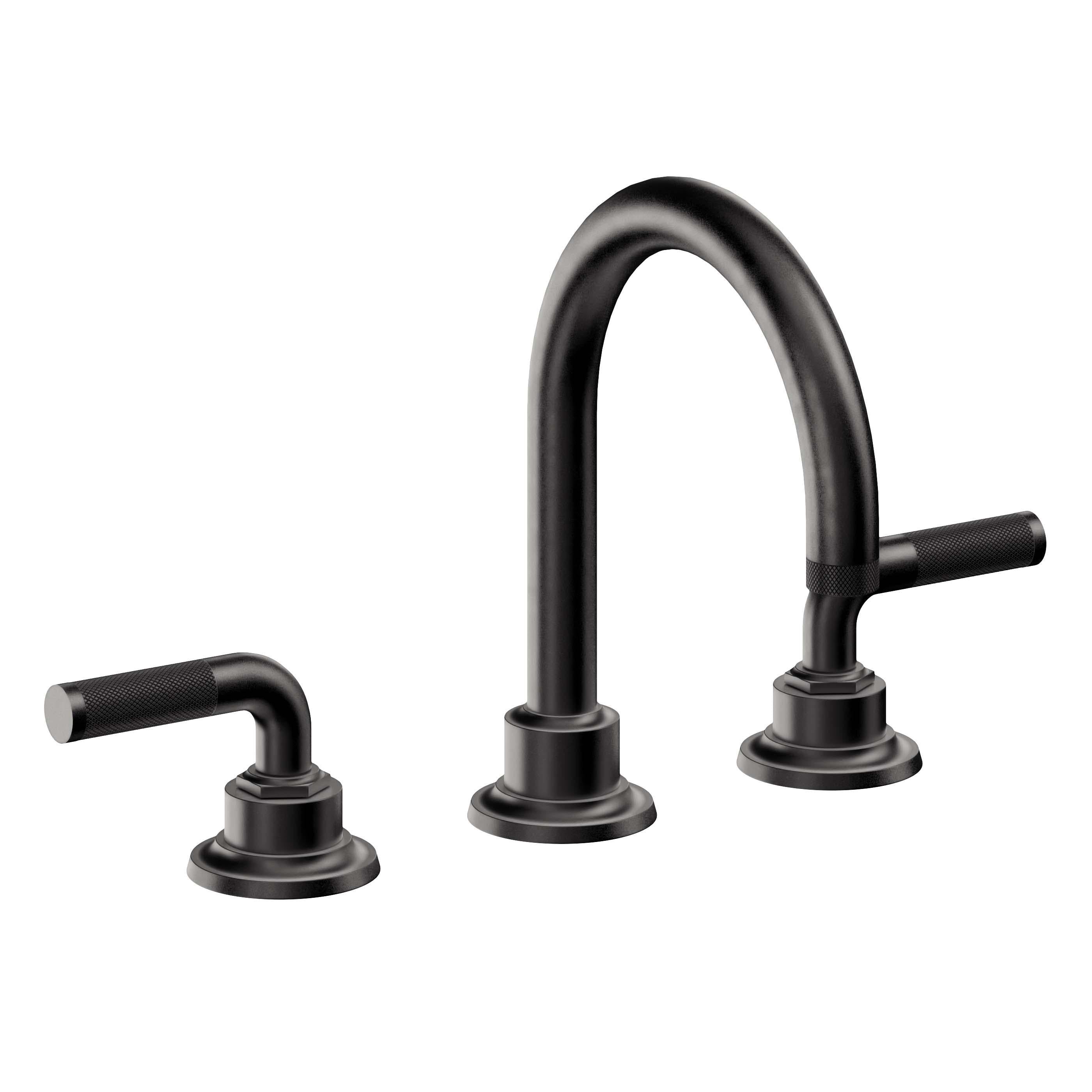 California Faucets Descanso 8" Llave de Lavabo de 3 Orificios para Cubierta, con Dos Manerales- Manija Moleteada - Negro Mate