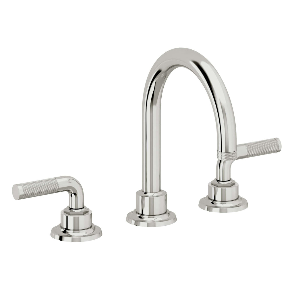 California Faucets Descanso 8" Llave de Lavabo de 3 Orificios para Cubierta, con Dos Manerales- Manija Moleteada - Cromo Pulido