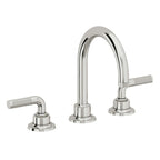California Faucets Descanso 8" Llave de Lavabo de 3 Orificios para Cubierta, con Dos Manerales- Manija Moleteada - Cromo Pulido