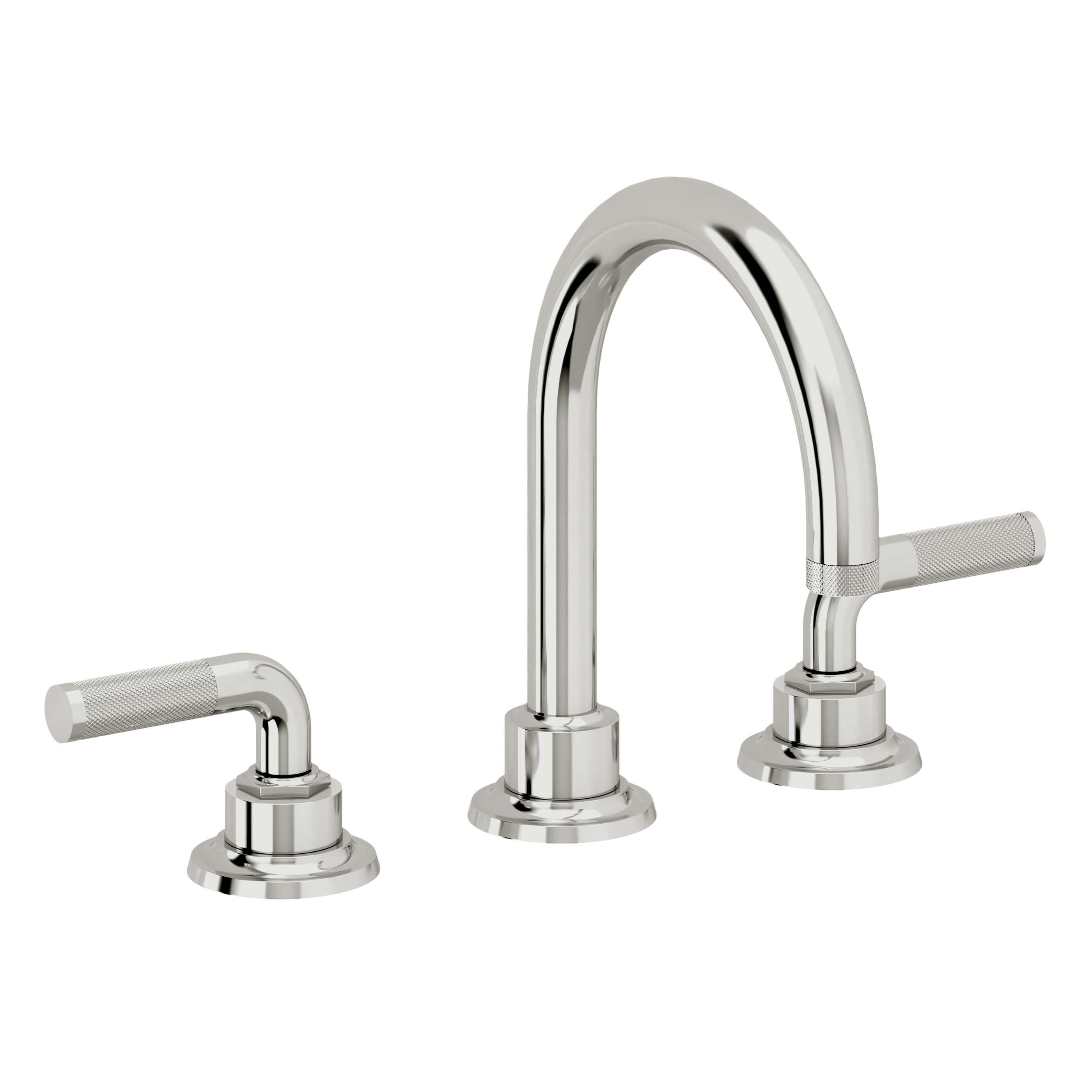 California Faucets Descanso 8" Llave de Lavabo de 3 Orificios para Cubierta, con Dos Manerales- Manija Moleteada - Cromo Pulido