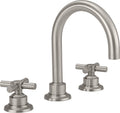 California Faucets Descanso 8" Llave de Lavabo de 3 Orificios para Cubierta, con Dos Manerales - Manija Lisa - Níquel Satinado