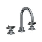California Faucets Descanso 8" Llave de Lavabo de 3 Orificios para Cubierta, con Dos Manerales - Manija de Fibra de Carbono - Níquel Negro