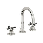 California Faucets Descanso 8" Llave de Lavabo de 3 Orificios para Cubierta, con Dos Manerales - Manija de Fibra de Carbono - Cromo Pulido
