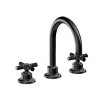 California Faucets Descanso 8" Llave de Lavabo de 3 Orificios para Cubierta, con Dos Manerales - Manija Moleteada - Negro Mate