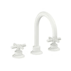 California Faucets Descanso 8" Llave de Lavabo de 3 Orificios para Cubierta, con Dos Manerales - Manija Moleteada - Blanco Mate