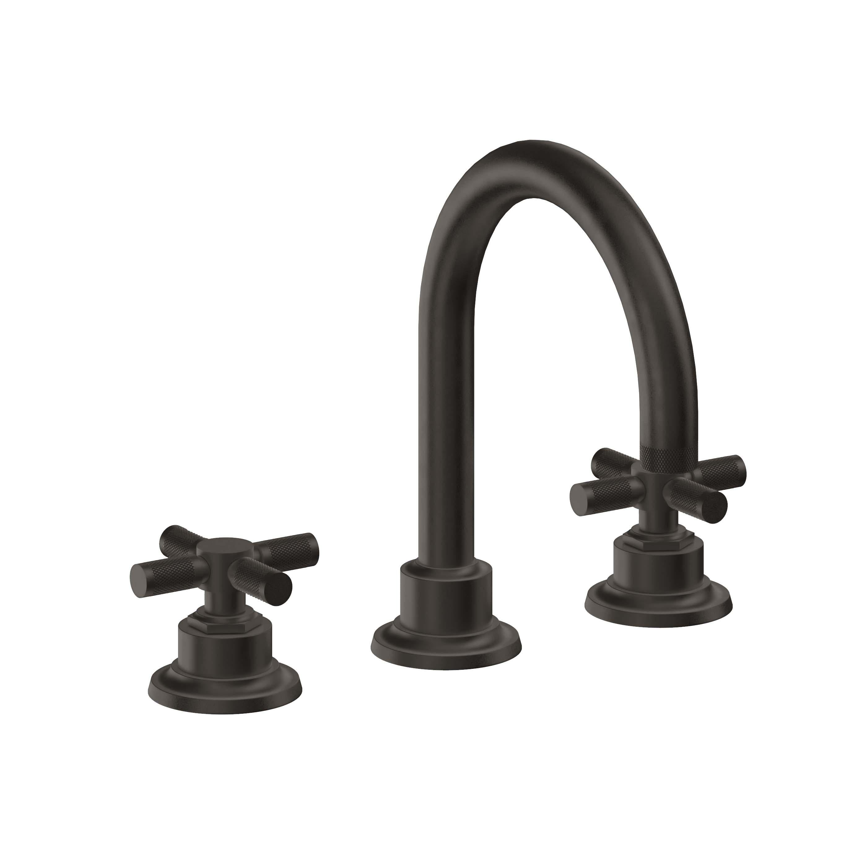 California Faucets Descanso 8" Llave de Lavabo de 3 Orificios para Cubierta, con Dos Manerales - Manija Moleteada - Bronce Oscuro