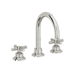 California Faucets Descanso 8" Llave de Lavabo de 3 Orificios para Cubierta, con Dos Manerales - Manija Moleteada - Cromo Pulido