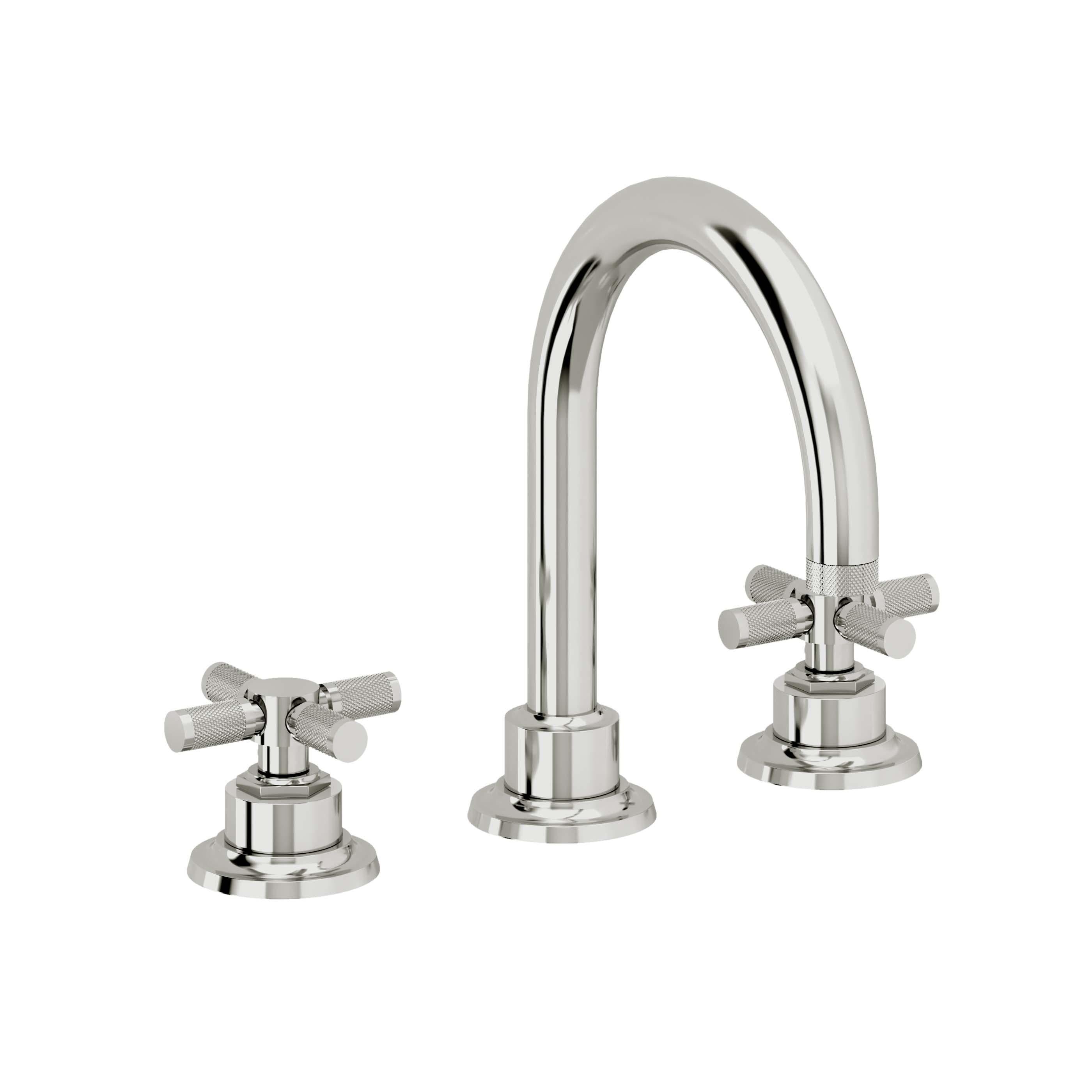California Faucets Descanso 8" Llave de Lavabo de 3 Orificios para Cubierta, con Dos Manerales - Manija Moleteada - Cromo Pulido