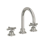 California Faucets Descanso 8" Llave de Lavabo de 3 Orificios para Cubierta, con Dos Manerales - Manija Moleteada - Níquel Pulido
