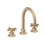 California Faucets Descanso 8" Llave de Lavabo de 3 Orificios para Cubierta, con Dos Manerales - Manija Moleteada - Bronce Satinado