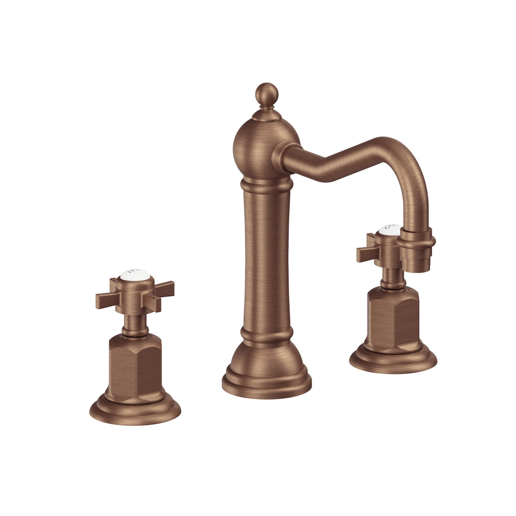 California Faucets Montecito 8" Llave de Lavabo de 3 Orificios para Cubierta, con Dos Manerales - Cobre Antiguo Mate